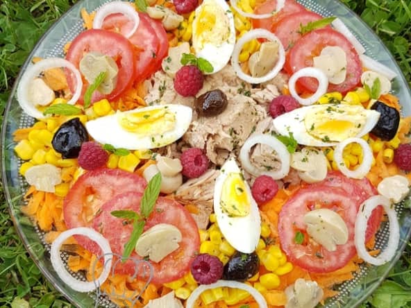 Salade composée à la framboise