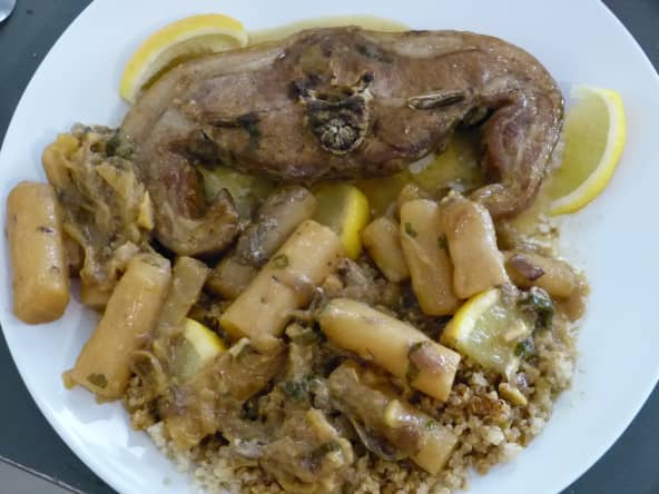 Tajine aux côtelettes d'agneau et salsifis