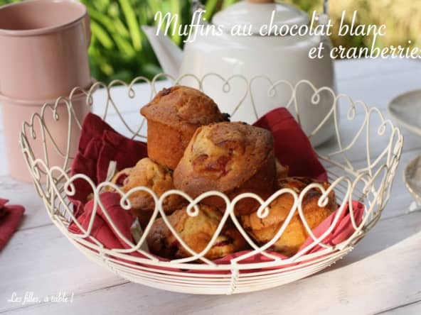 Muffins cranberries et chocolat blanc