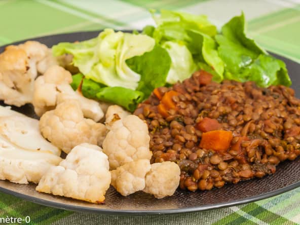 Chou fleur aux lentilles façon bolognaise