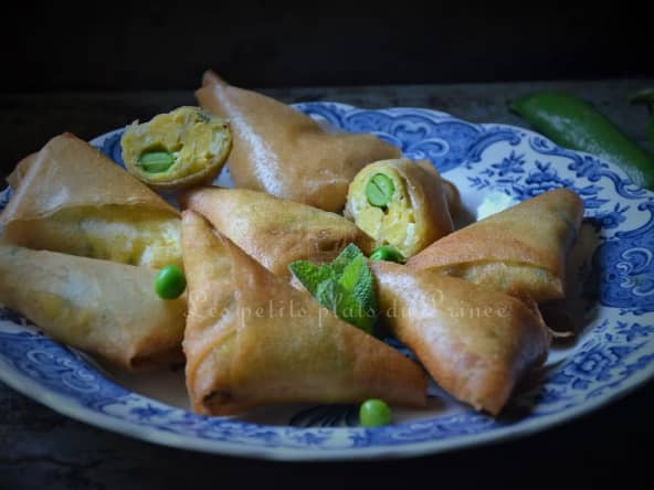 Briouates à l'oeuf et petits pois à la menthe