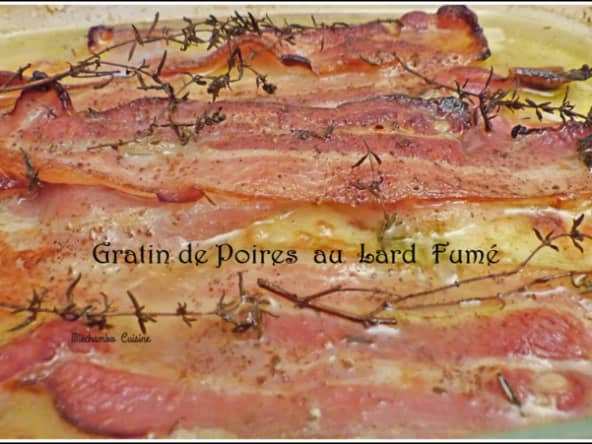 Gratin sucré salé aux poires et lard fumé
