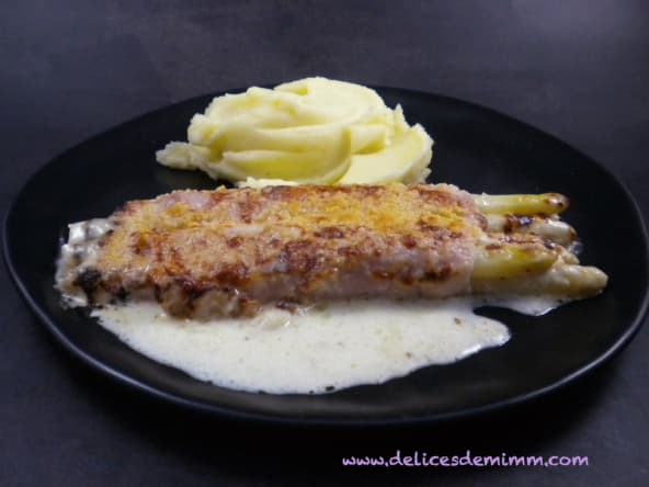 Asperges gratinées au jambon et au parmesan