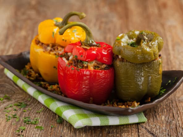 Poivrons farcis à la viande hachée et au riz