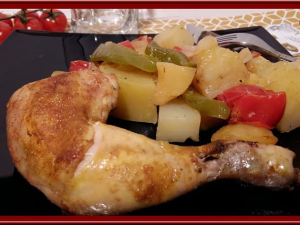 Cuisses de poulet rôti à l’huile d’argan et aux petits légumes