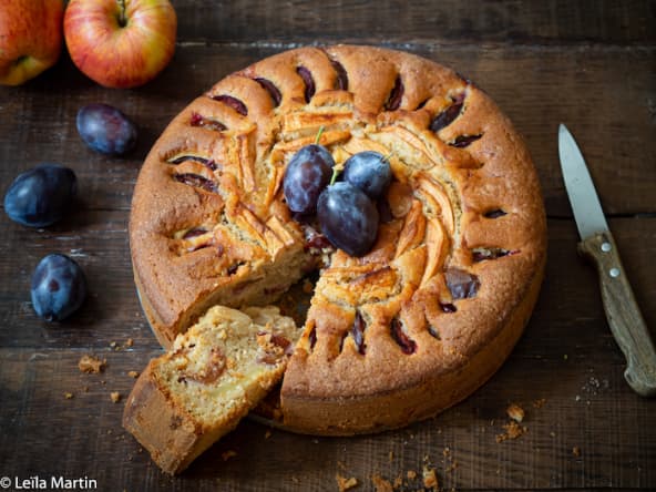 Gâteau alsacien aux quetsches, aux pommes et à la cannelle