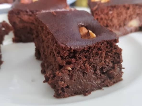 Gâteau au chocolat et purée de pommes 