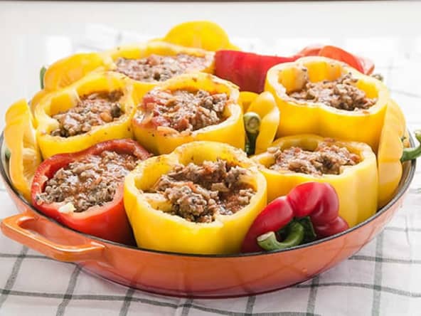 Poivrons farcis avec poulet au cookeo