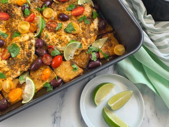 Poisson au four à la marocaine avec chermoula et céleri rave