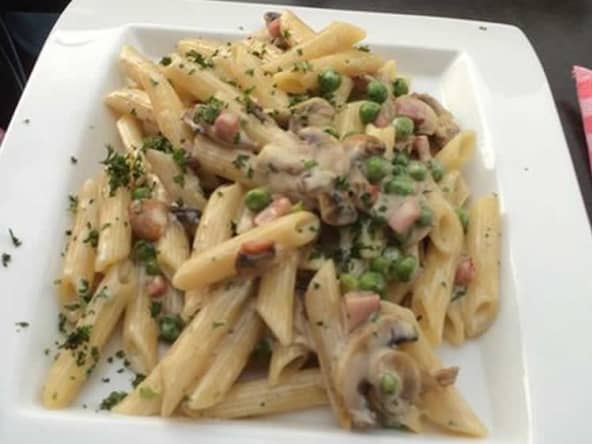 Penne champignons et jambon