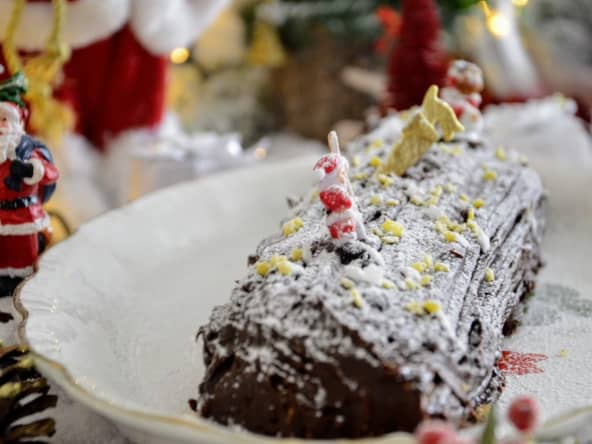 Bûche crème au café et ganache chocolat