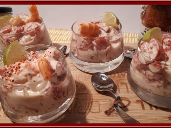 Verrines de crevettes et pomelos
