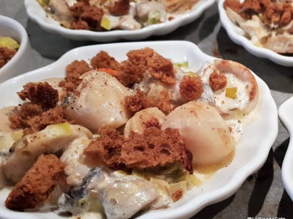 Saint-Jacques gratinées au boudin blanc et pain d'épices