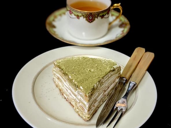 Gâteau aux crêpes matcha