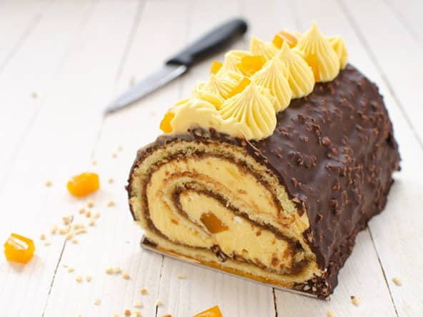 Bûche passion et noisette sans gluten