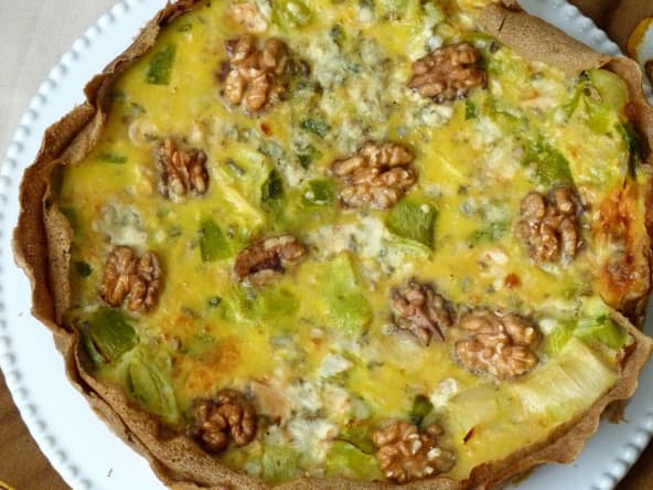 Quiche légère aux poireaux et roquefort