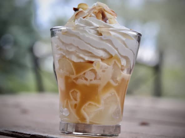 Verrine poire caramel et crème au mascarpone