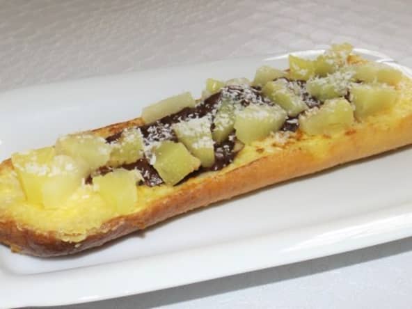 Tartine de pain perdu exotique choco-coco et ananas