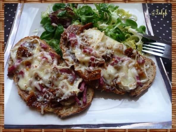 Tartines de chèvre , figue et canard