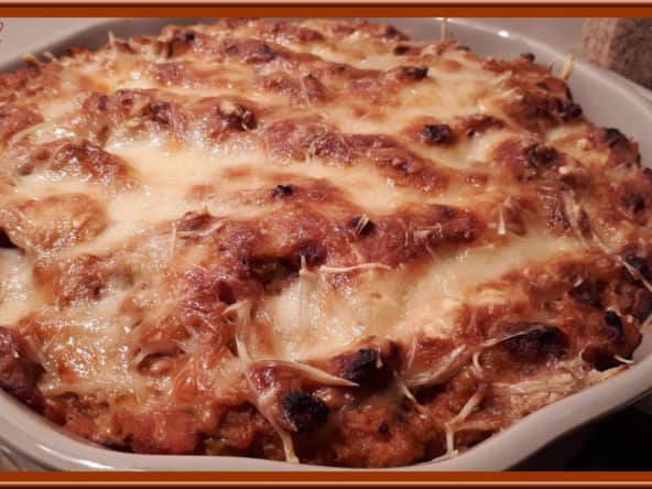Gratin de pâtes au thon et tomate