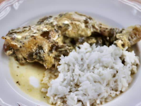 Poulet aux épinards et à la moutarde