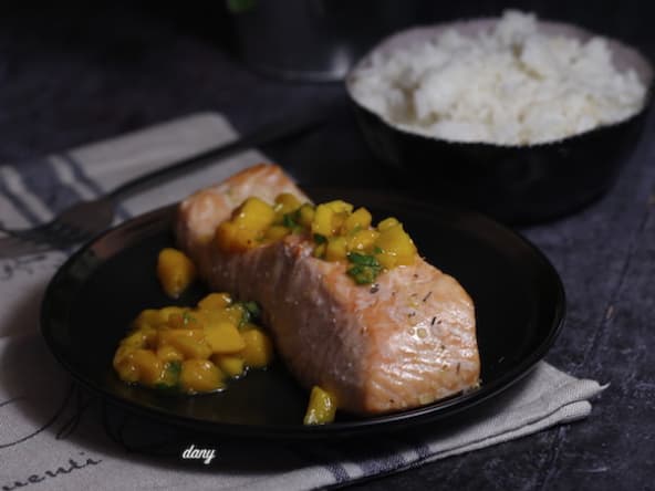 Filet de saumon mangue basilic