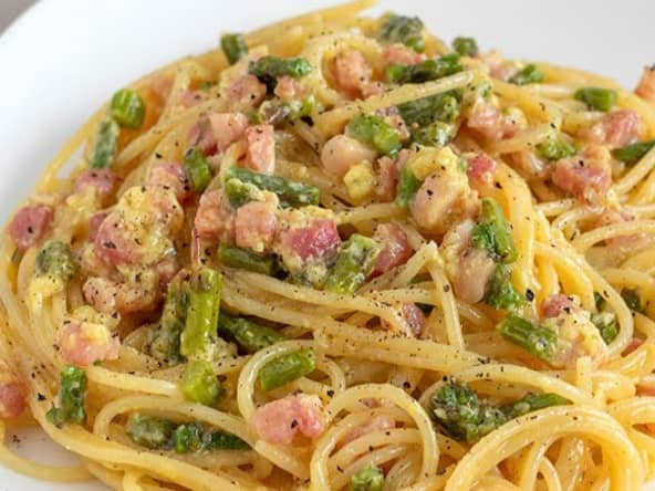 Pâtes Carbonara aux Asperges