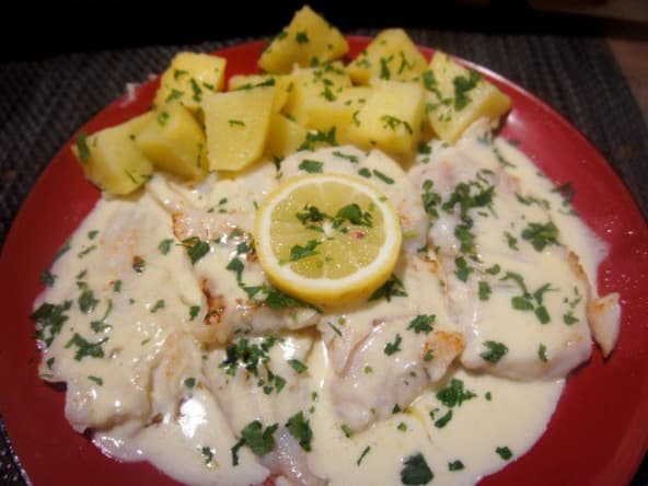 Filets de merlan sauce au beurre citronnée