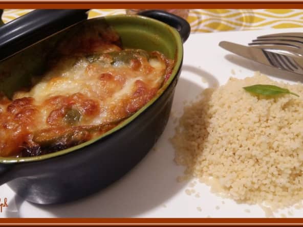 Cassolettes d’aubergine et compotée de tomates à la mozzarella