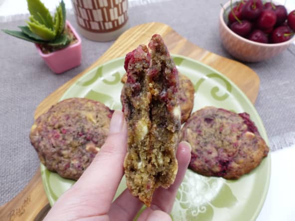 Cookies au chocolat blanc et framboise