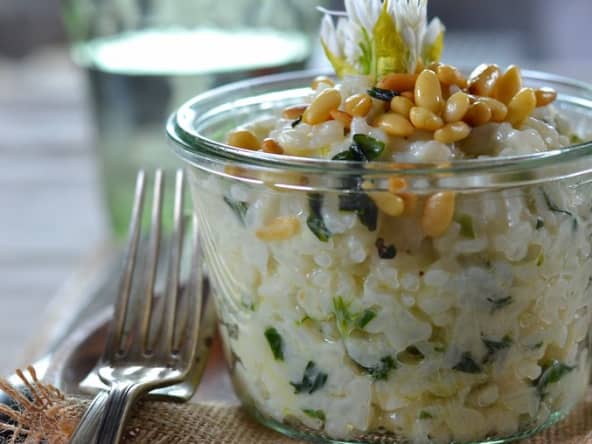 Risotto printanier à l'ail des ours et parmesan