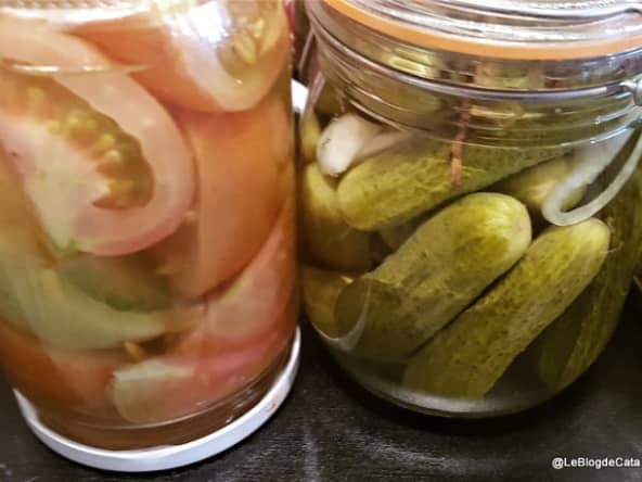 Cornichons, pickles et tomates au vinaigre