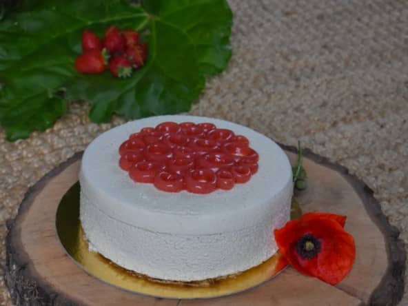 Entremets fraise rhubarbe