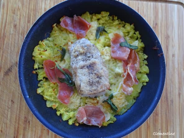 Gratin de porc et pommes de terre croquantes
