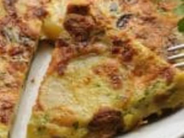 Tortilla aux courgettes, pomme de terre chorizo et bacon