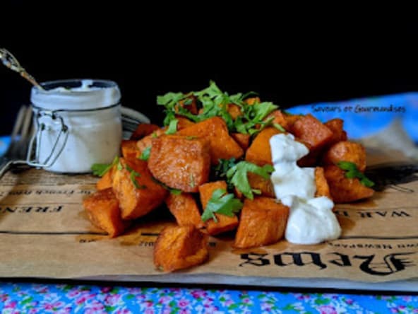 Patate douce rôtie, sauce à la citronnelle