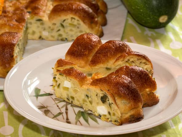 Clafoutis aux courgettes, feta et menthe