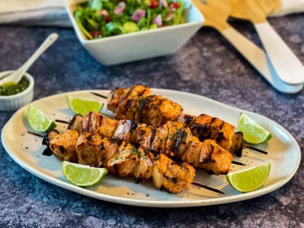 Brochettes de dindon façon margarita avec lime et tequila grillées au barbecue