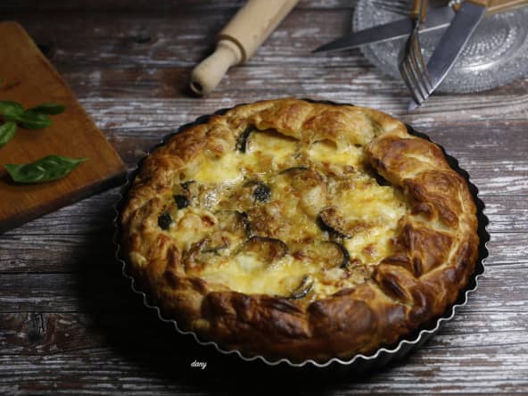 Tarte courgettes, mozzarela et basilic