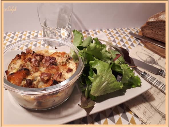 Flan de courge Shiatsu rôtie et bacon