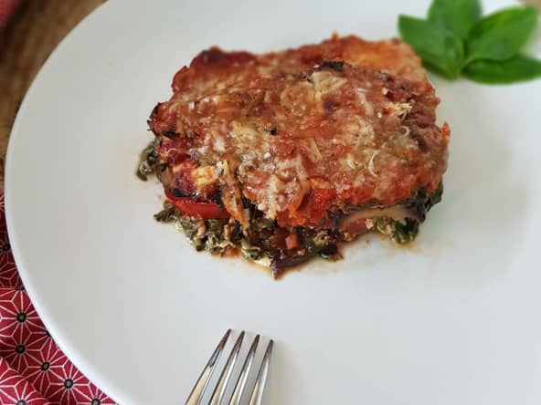 Gratin réconfortant d'aubergines épinards ricotta
