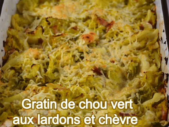Gratin de chou vert aux lardons et chèvre