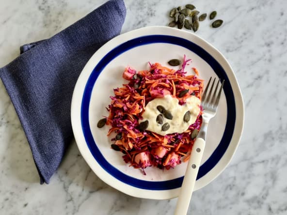 Salade de chou rouge, carottes et pommes