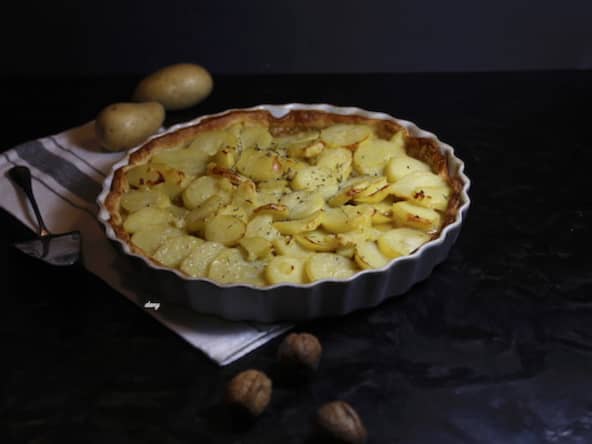 Tarte aux pommes de terre noix et magret séché