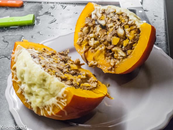 Potimarron farci aux cèpes et aux châtaignes