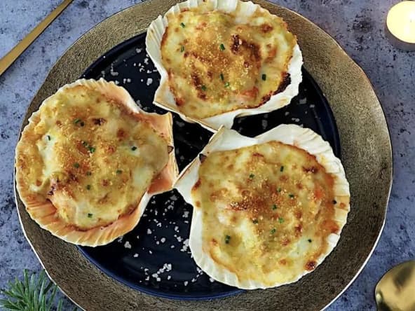 Coquilles aux noix de Saint Jacques et crevettes