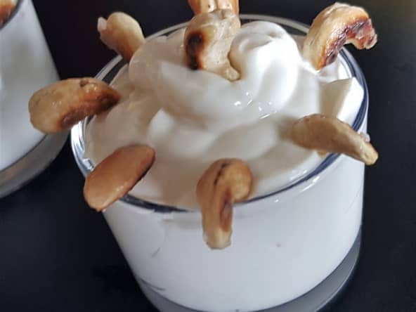 Mousse au fromage blanc et au beurre de cajou