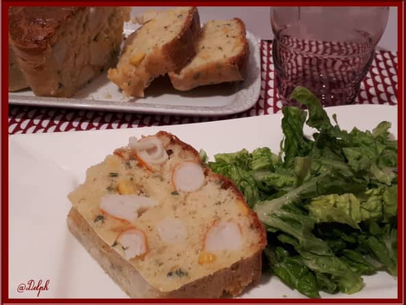 Cake au surimi, maïs et ciboulette