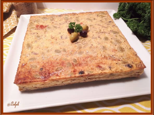 Quiche sans pâte aux olives et poulet