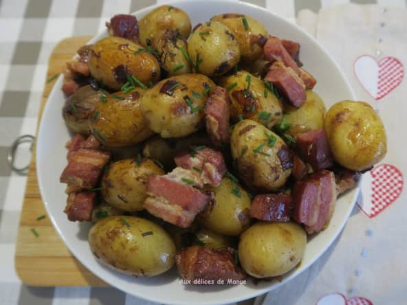 Pommes de terre grenailles aux lardons